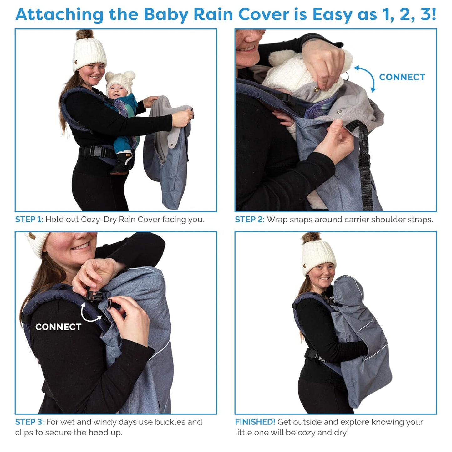 JAN & JUL Waterproof Baby Carrier Cover for Rain, Universal Fit for Car Seats and Strollers (Soft Brown)