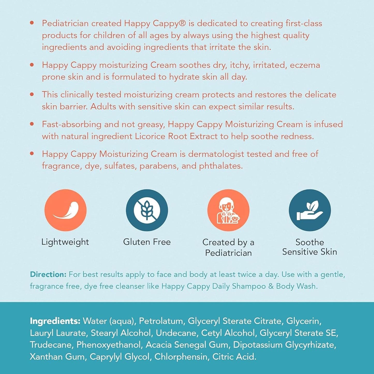 Happy Cappy Moisturizing Cream - Baby Cream for Eczema-Prone Skin, Dry Skin Lotion for Infants, Toddlers, & Kids, Pediatrician-Formulated, Sulfate Free - Travel-Size Packets, 1 Fl Oz (Pack of 8)