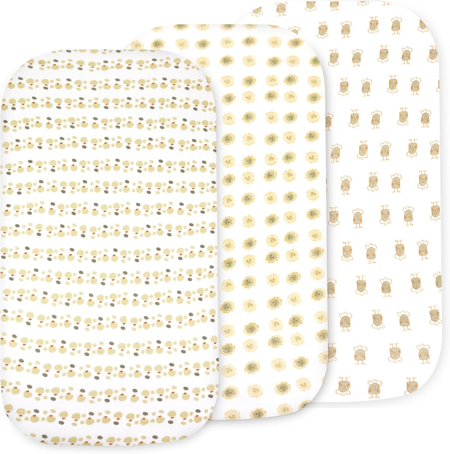 Bassinet Sheets for Baby Girl & Boy – 3-Pack Soft Fitted Bassinet Sheets, Organic Cotton, Breathable & Cozy, Fits 32x16x4 Inch Rectangle, Oval & Hourglass Mattresses, Lion Head