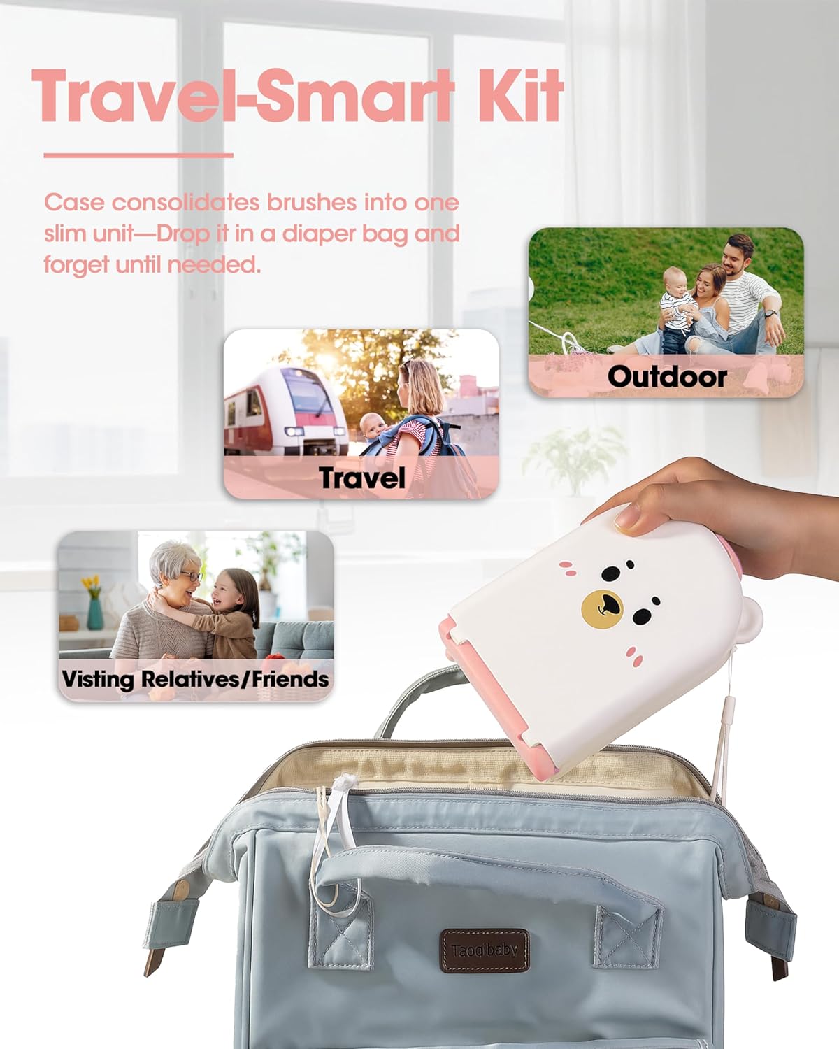 Travel Baby Bottle Cleaning Kit, Including Pacifier Cleaner and Straw Brush, Detachable Head for Easy Cleaning, Baby Travel Essential