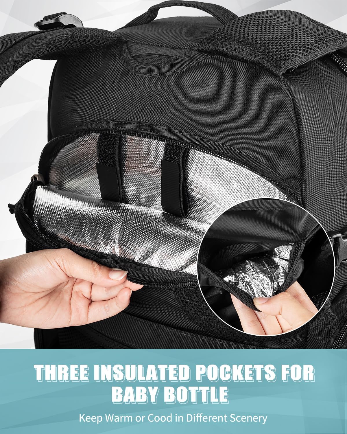 SHARKMOUTH Dad Diaper Bag Backpack - Military Baby Gear Backpacks with Daddy Patches Black