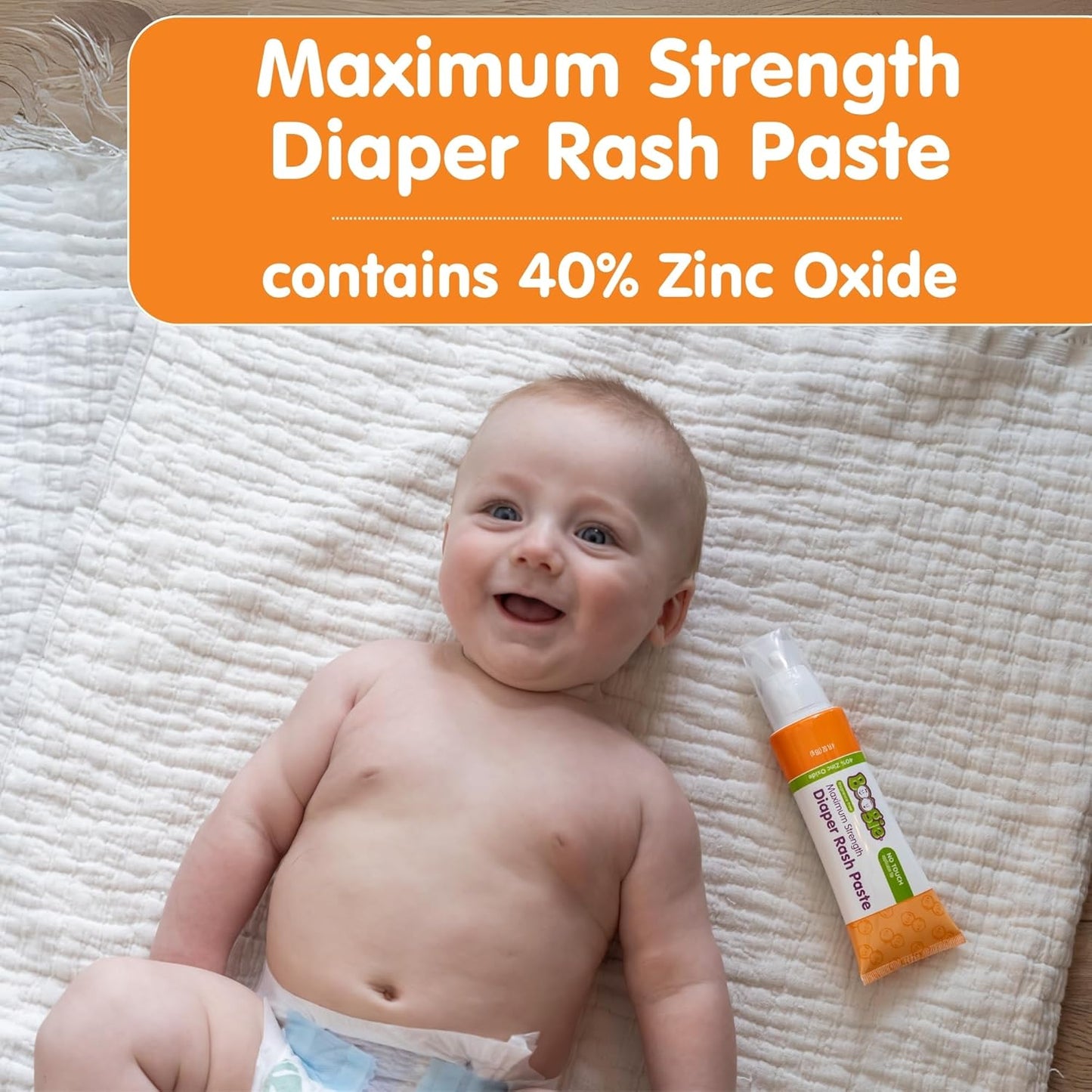 Boogie Diaper Rash Paste, Maximum Strength 40% Zinc Oxide, Mess-Free Applicator, Soothes Baby Bum, Diaper Bag Essential, 4oz (Pack of 3)