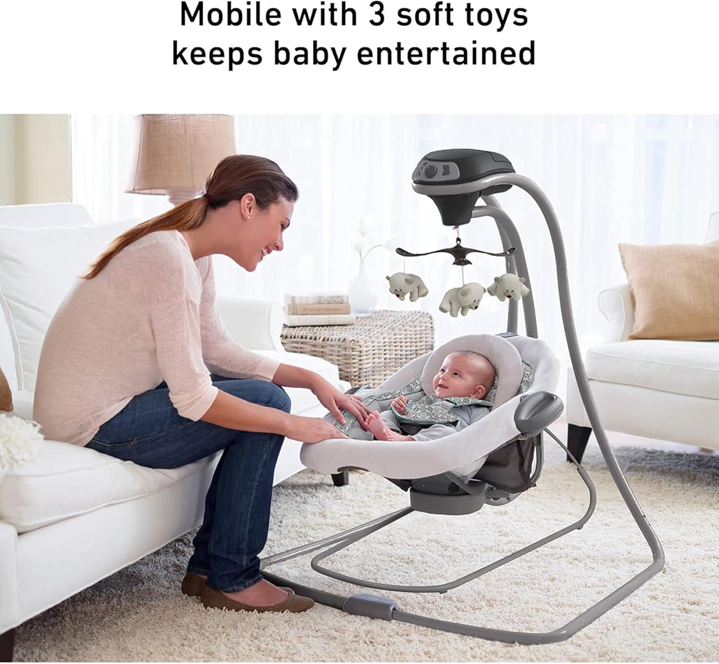 Graco DuetConnect LX Portable Baby Swing and Bouncer, Multi-Direction Baby Bouncer Seat, Multiple Swing Speeds, Redmond