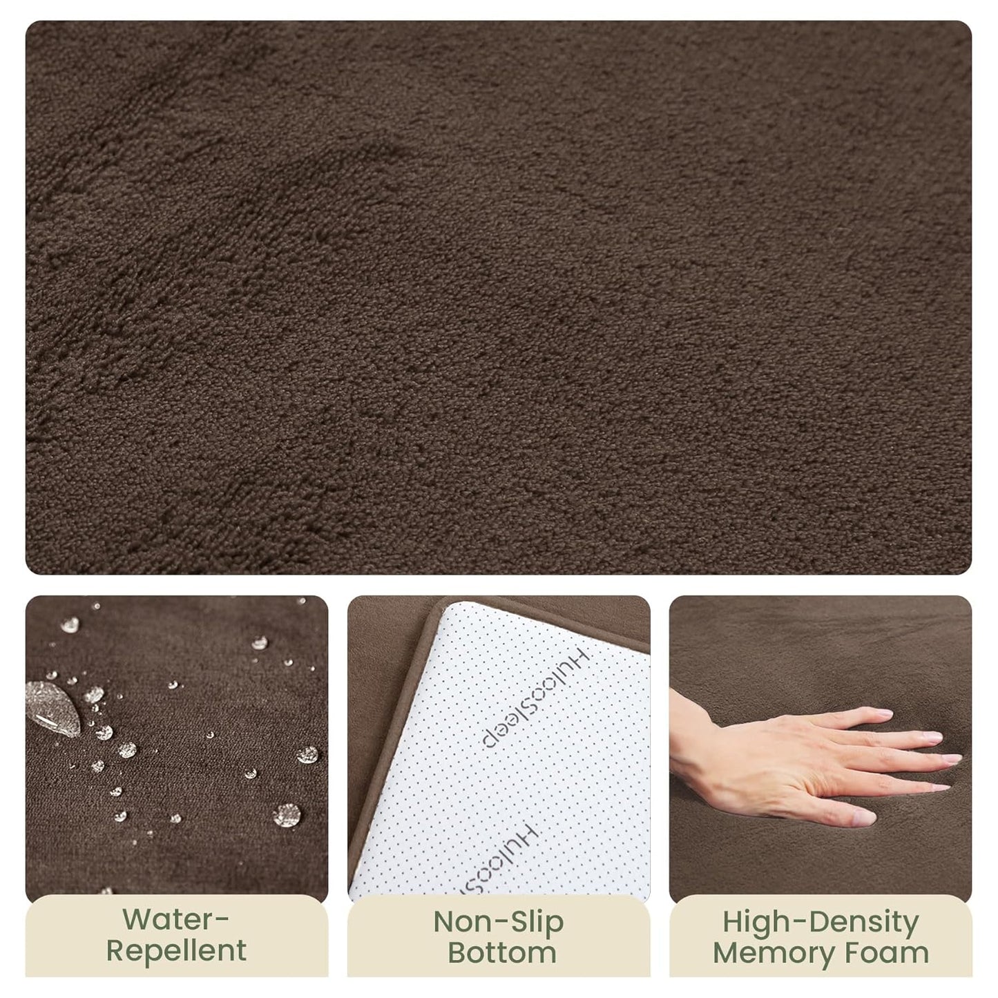 Baby Play Mat for Floor,1.3" Thick Elasti-Foam 50"×50" Playpen Mat for Tummy Time,Water Repellent Soft Coral Velvet for Toddler,Infant,Kids,Non-Slip Backing Safe for Crawling(Dark Brown)