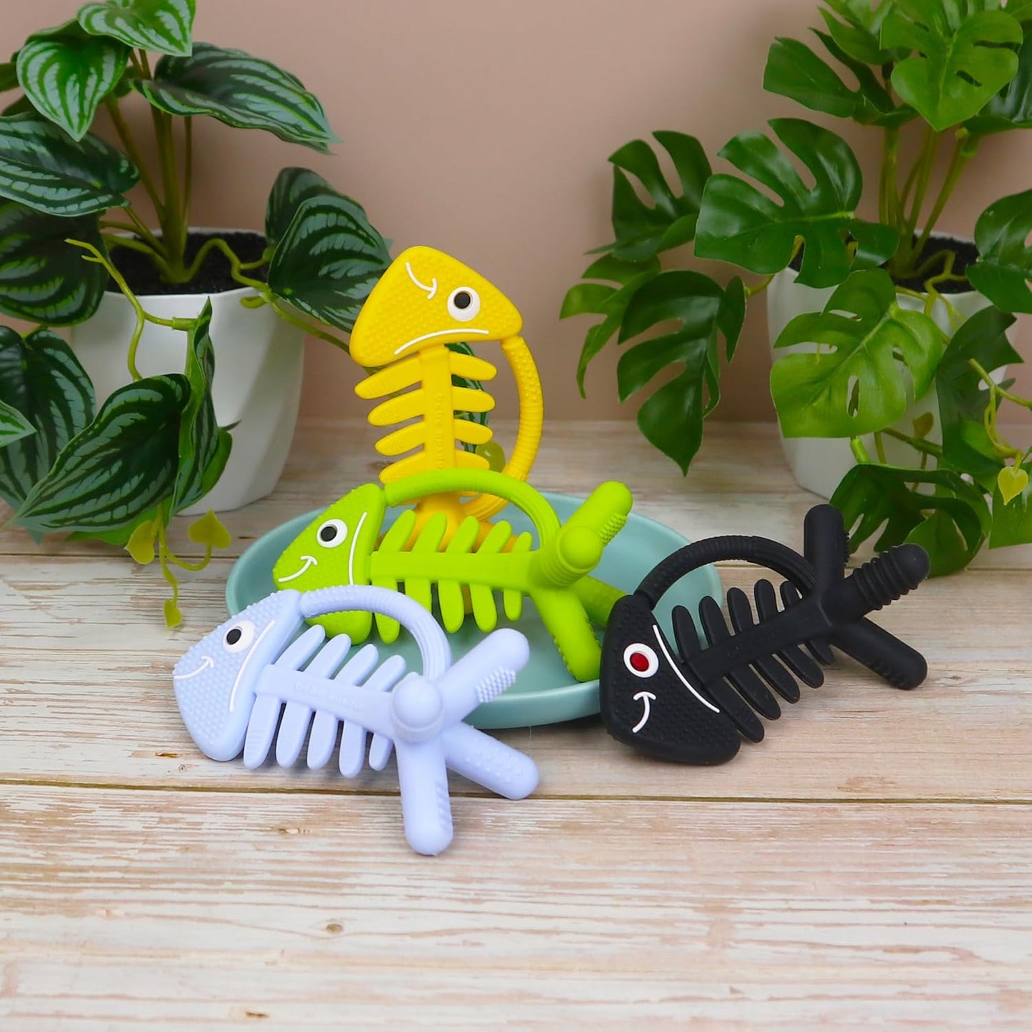 3in1 Infant Toys, Baby Teething Toys 0-3-6-12 Months, Teethers for Babies 3-6 6-12 Months for Teething Relief, Gift, Silicone,Sensory,Baby Toys 0-6 Months,USA Patent Pending,Fish Baby Blue