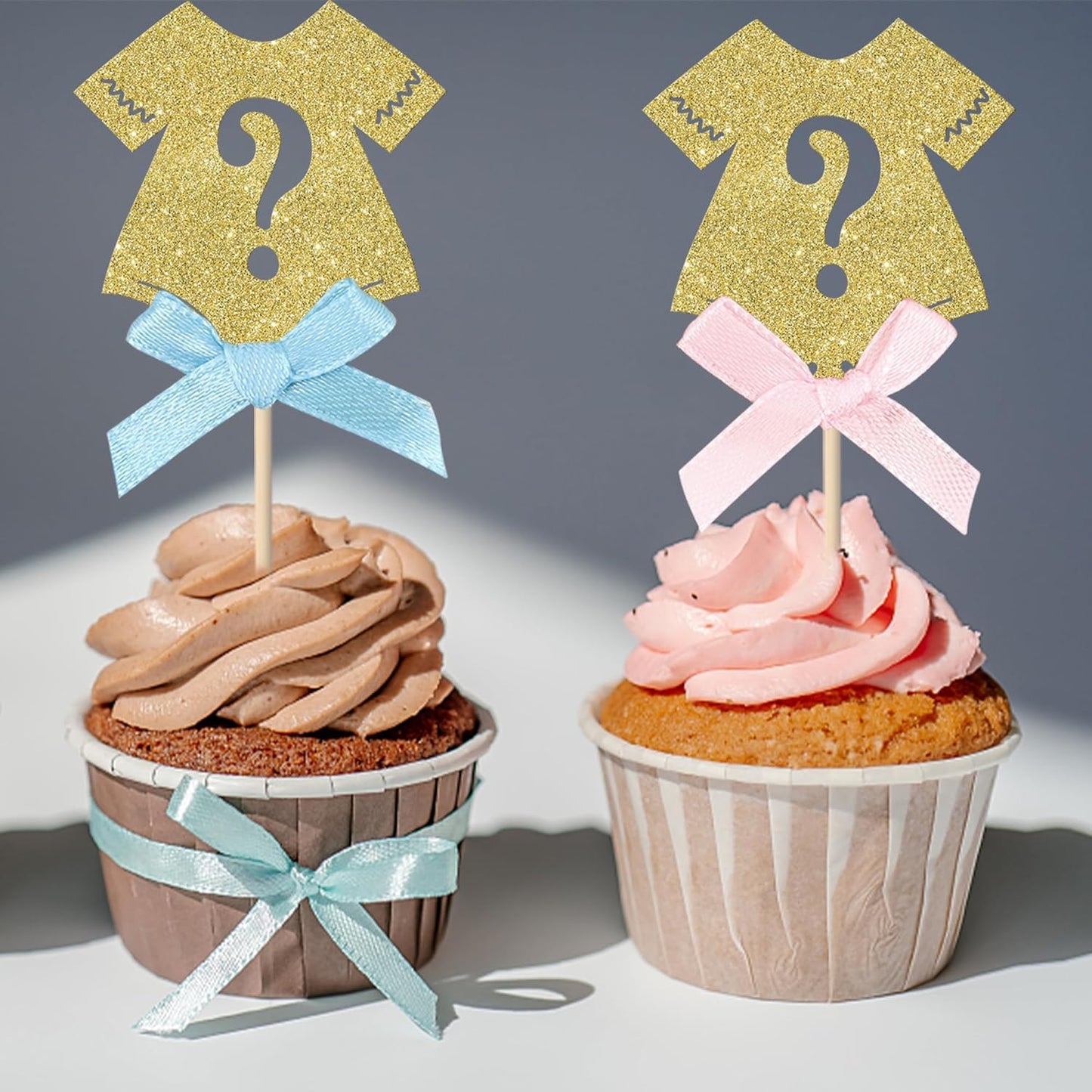 Rsstarxi 24 Pack Glitter Gender Reveal Cupcake Toppers Boy or Girl Cupcake Toppers Pink or Blue Bow Tie Cupcake Picks for Baby Shower Gender Reveal Theme Party Cake Decorations