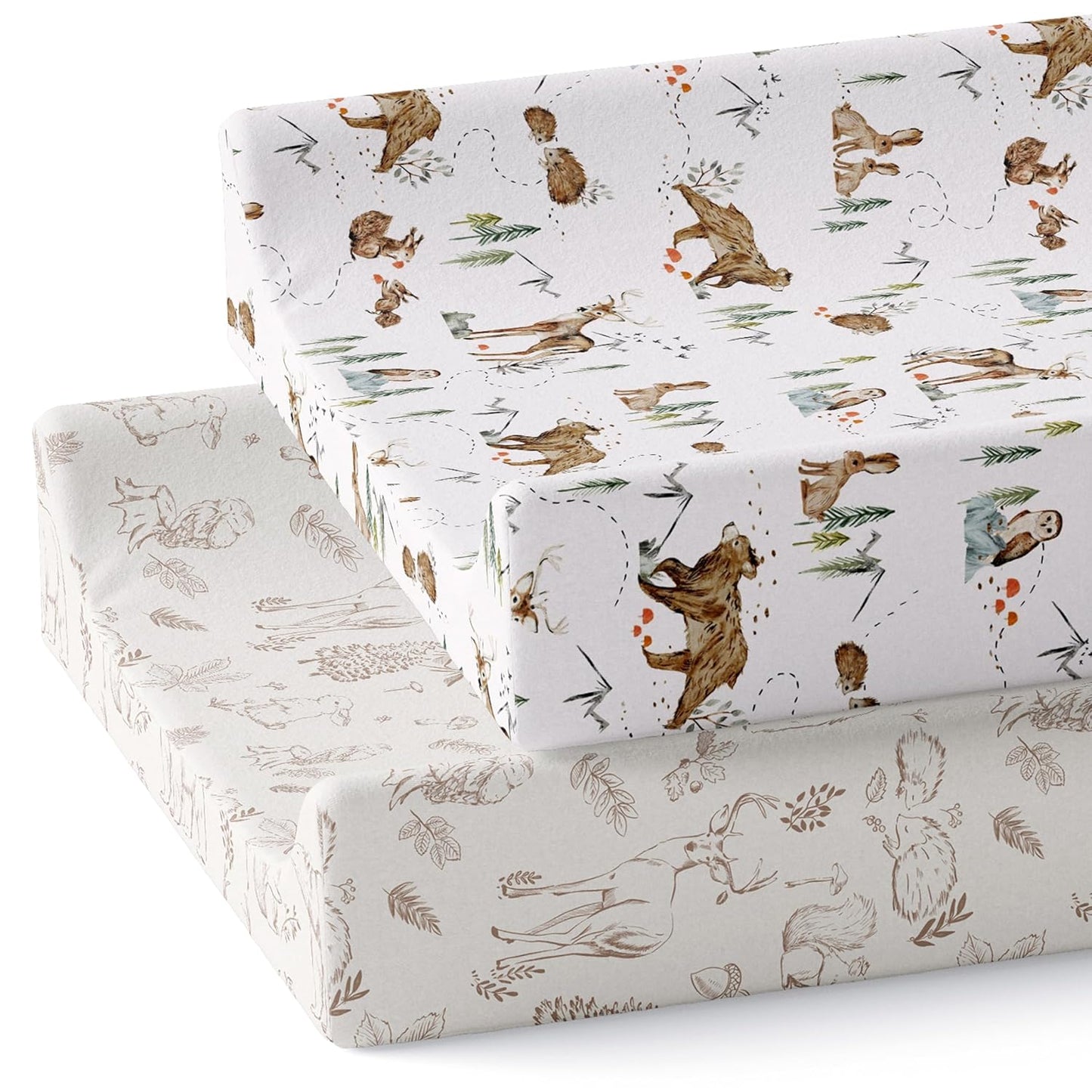 Baby Changing Pad Cover 2-Pack for Boys, Girls (Magic Forest) - Premium Fitted Sheets Baby Diaper Changing Table Cover - Buttery Soft Cotton Blend