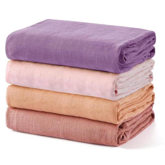 Momcozy Muslin Swaddle Blanket, 4 Pack Large 47 X 47 Inches Breathable Swaddling Receiving Blankets for Baby Boy & Girl, Soft and Skin-Friendly Unisex Baby Blankets