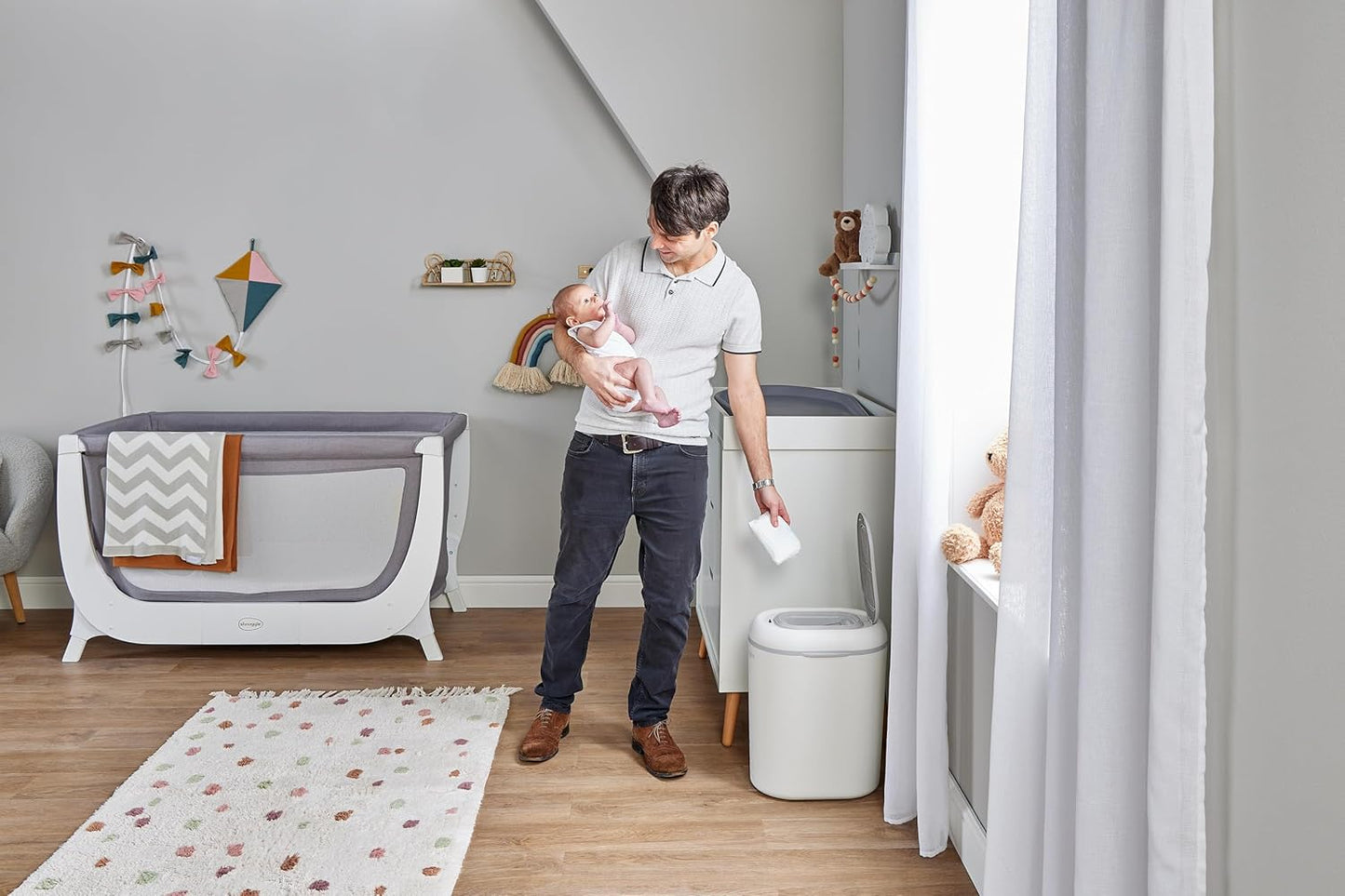 Eco-Touch Baby Nappy Diaper Bin - Odor Lock Airlock, No Costly Refills, 10L Capacity, Recyclable, Use Any Bag - White Nursery Diaper Pail