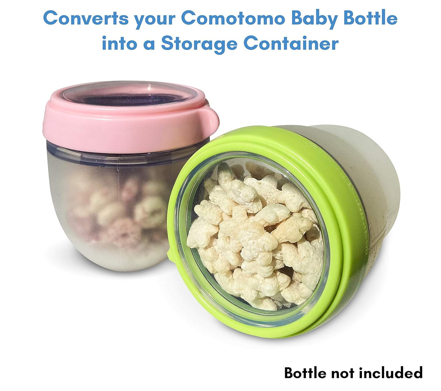 Comotomo Silicone Storage Lids 4-Pack | Food Grade | Travel Lids | Converts Baby Bottle to Snacks or Milk Container | Leak Proof