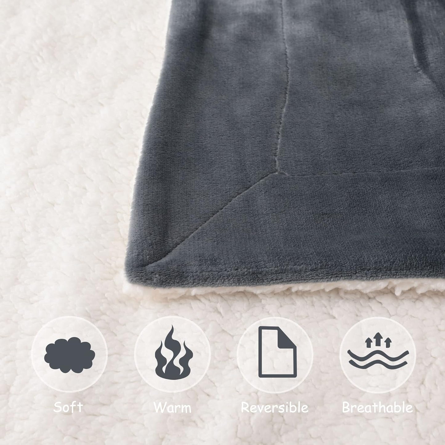 NANPIPER Baby Sherpa Blanket,Warm Toddler Throw Blanket,Soft Newborn Fleece Blanket for Winter (Grey,30x40 inches)