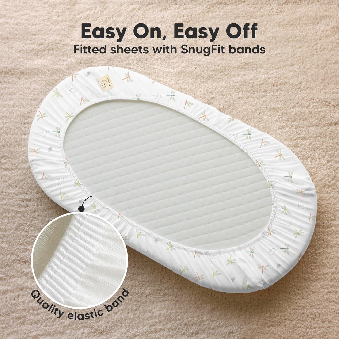 2-Pack Organic Bassinet Sheets for Girls, Boys - 100% Cotton Bassinet Mattress Sheets Compatible with Halo Bassinest Swivel Sleeper, Graco, Baby Delight, Chicco, Unisex Fitted Bassinet Sheets (Meadow)