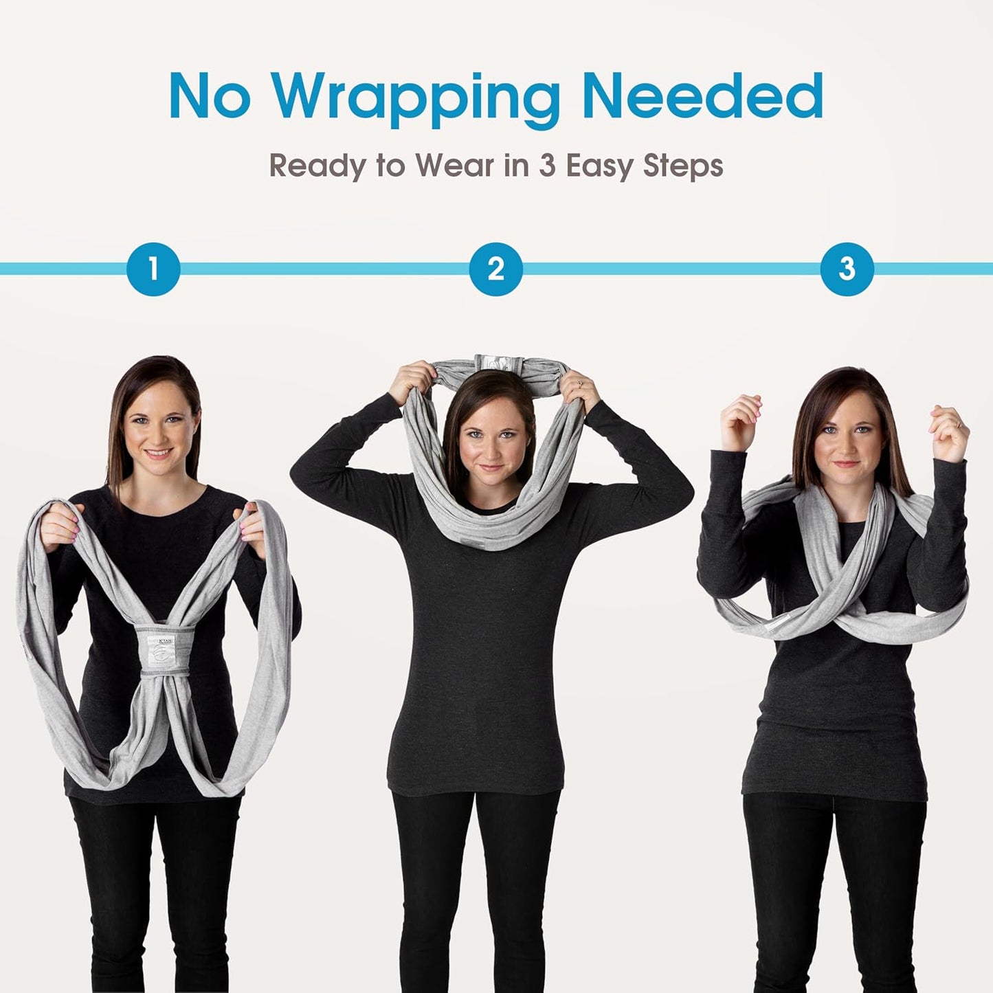 Original Baby K'tan Baby Carrier: #1 Easy Pre-Wrapped, Soft, Slip-On, No Rings, No Buckles | 5 in 1 Baby Sling Gift | The Best Hands Free Infant Wrap | Black | Large