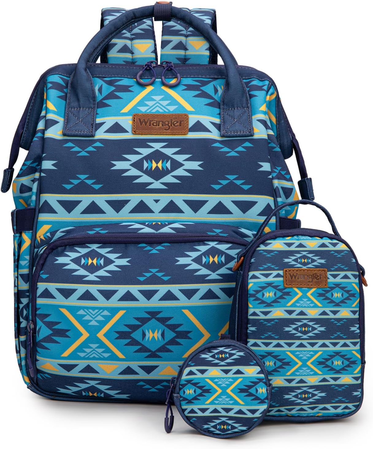 Montana West Wrangler Callie Diaper Bag Backpack with Pacifier Case, Crossbody Bottle Bag and Stroller Straps Western Pattern Multifunction Baby Travel Bag Set WG2215-9110NY