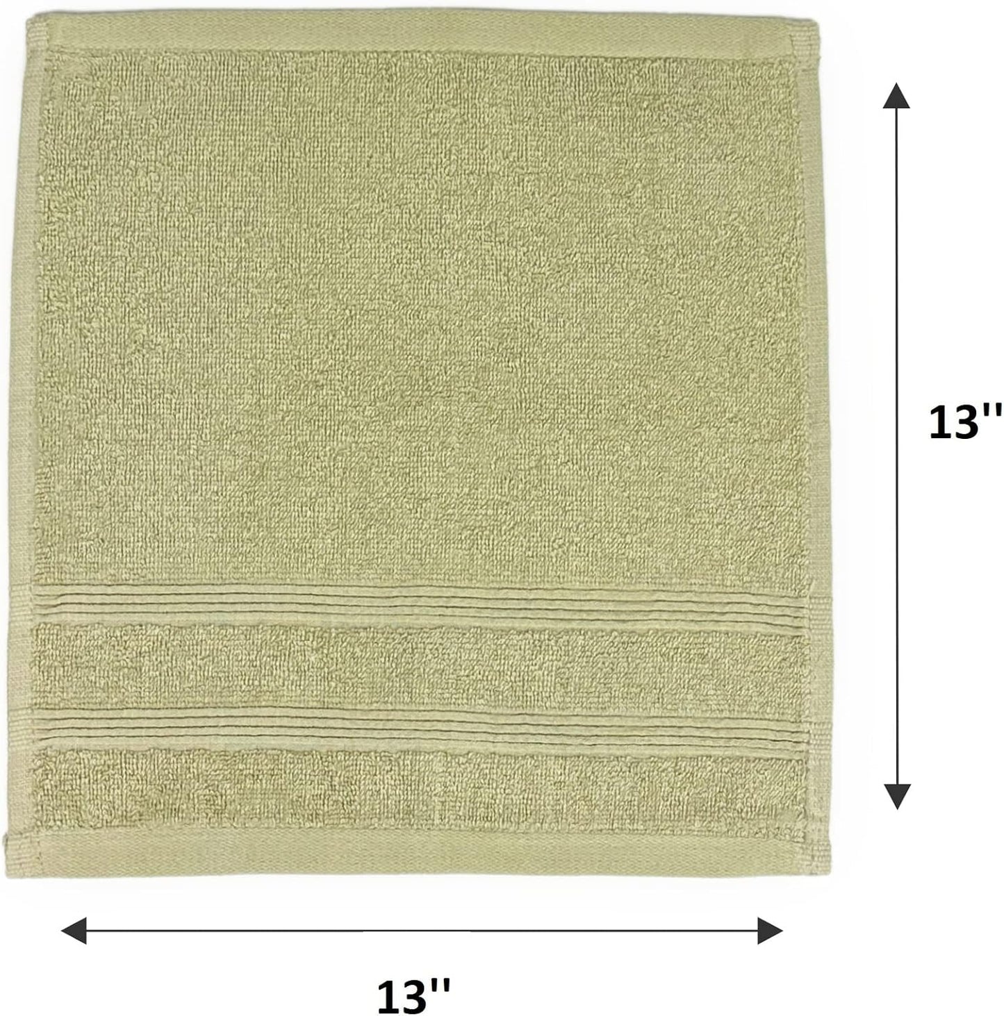 Kaufman - Premium Washcloth Set of 12 (13x13 Inches) 100% Cotton Ring Spun, Highly Absorbent, Durable and Ultra Soft Feel Wash Cloths Essential for Bathroom, Spa, Gym, and Face Towel (12PK)
