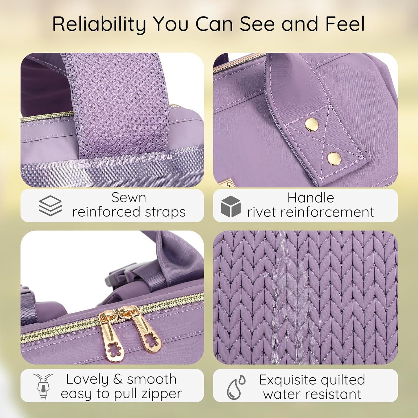 AIJIEKE Diaper Bag, Large Wide-Open Baby Diaper Backpack, Multi-functional Baby Travel Tote Bag, Diaper Bag with Changing Pad, Diaper Bags for Mom & Maternity (Purple)