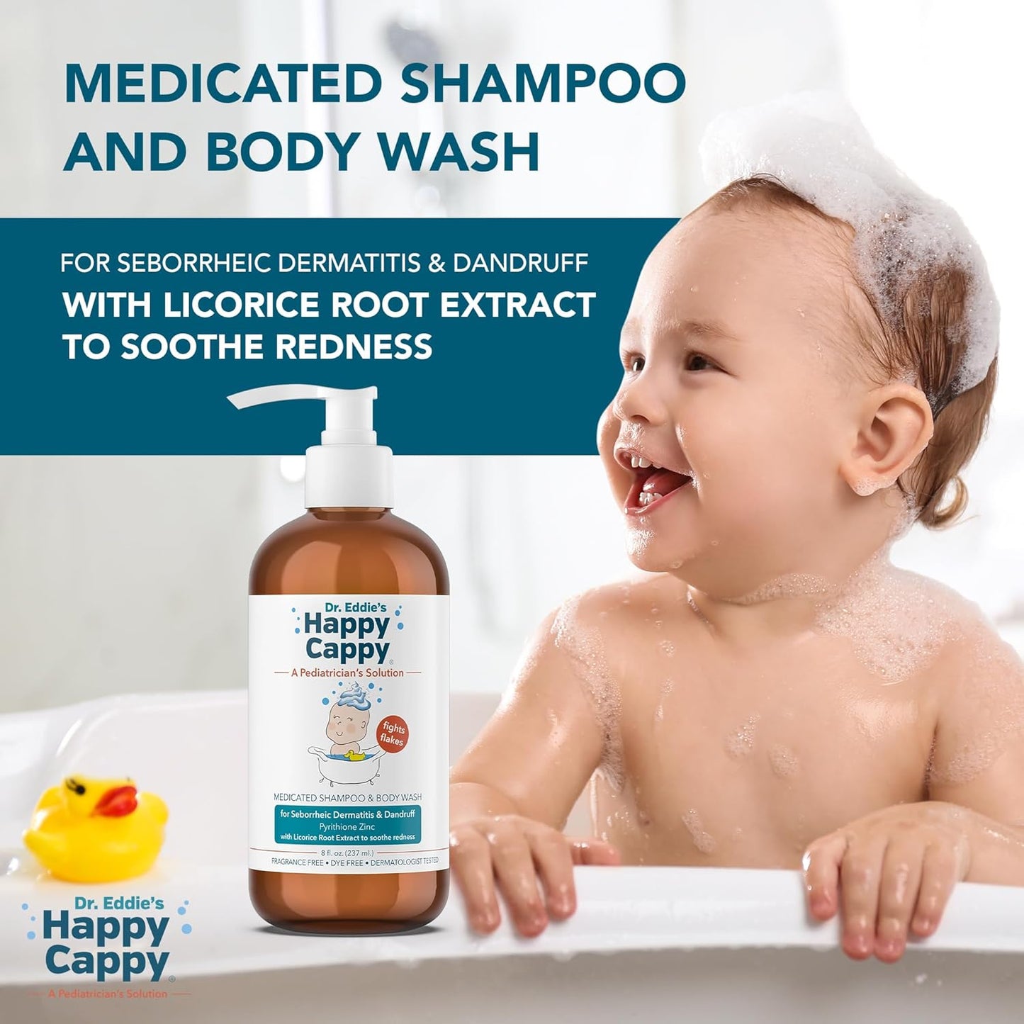 Happy Cappy Daily Medicated Shampoo and Body Wash Bundle - Baby Dandruff Shampoo for Cradle Cap and Seborrheic Dermatitis, Helps Redness, Dermatologist Tested, Fragrance-Free - 2 Pieces