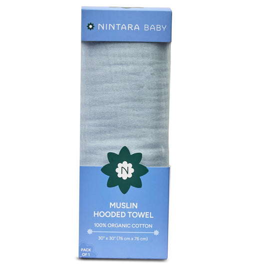 Hooded Towel - 100% Organic Premium Muslin Cotton, 30" x 30", Ultra-Absorbent, Soft, Breathable, Hypoallergenic, Multipurpose, Gifts for Babies & Infants