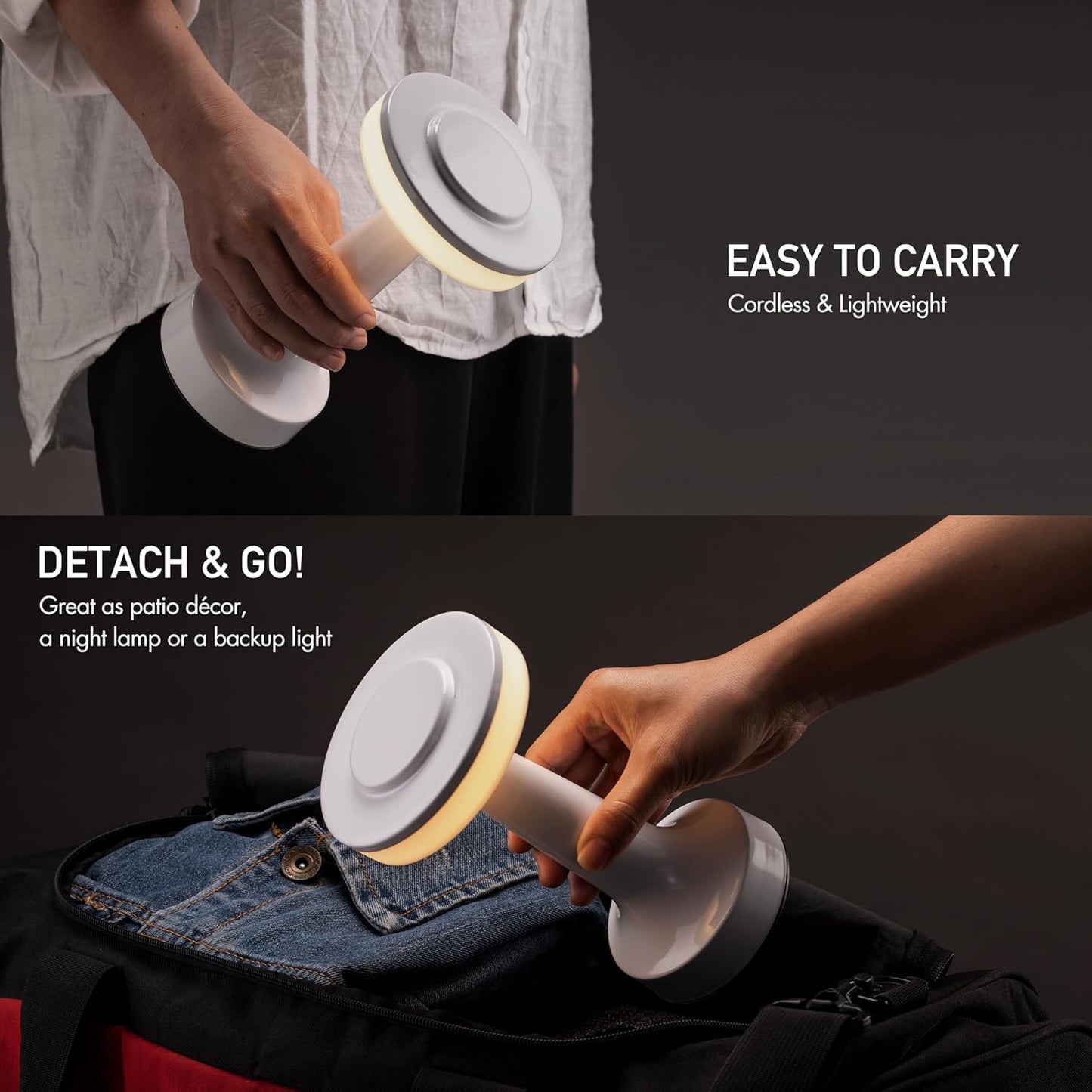 O’Bright Portable LED Table Lamp with Touch Sensor, 3-Levels Brightness, Rechargeable Battery Up to 48 Hours Usage, Night Light for Kids Nursery, Nightstand Lamp, Bedside Lamp (Piano White)