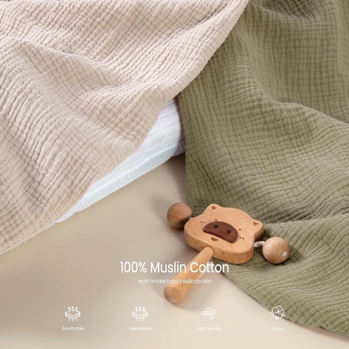 lulumoon Baby Muslin Bassinet Sheets: Snuggly Soft Cotton Sheets for Boys and Girls - Fitted foror Chicco Lullago Anywhere & Baby Bjorn Cradle & Bassinet