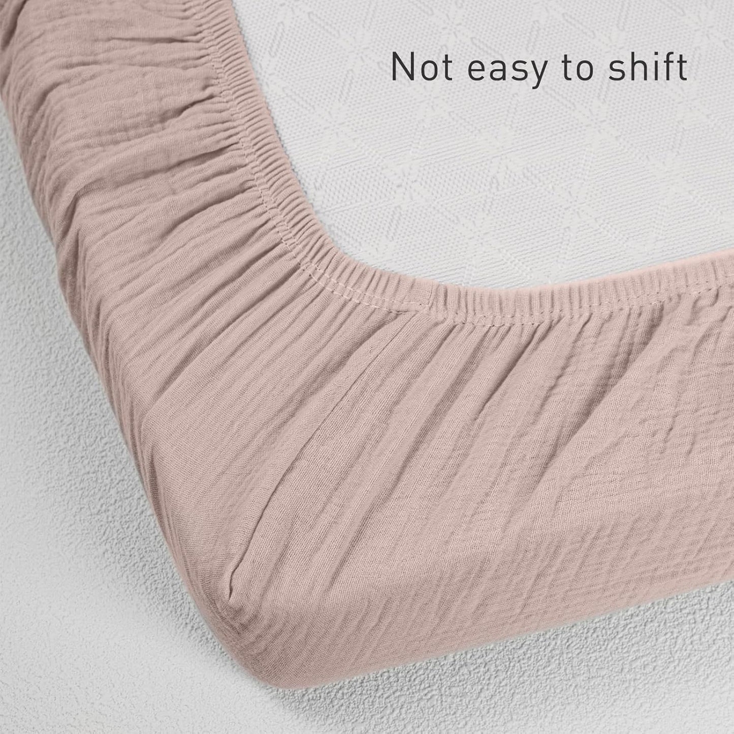 Muslin Mini Crib Sheets, 2 Pack for Baby Boy and Girl, Soft Breathable Stretchy Baby Pack N Play Mattress and Mini Cribs Sheet, Universal Fitted Portable/Mini Crib Mattresses (Gentle Colors)