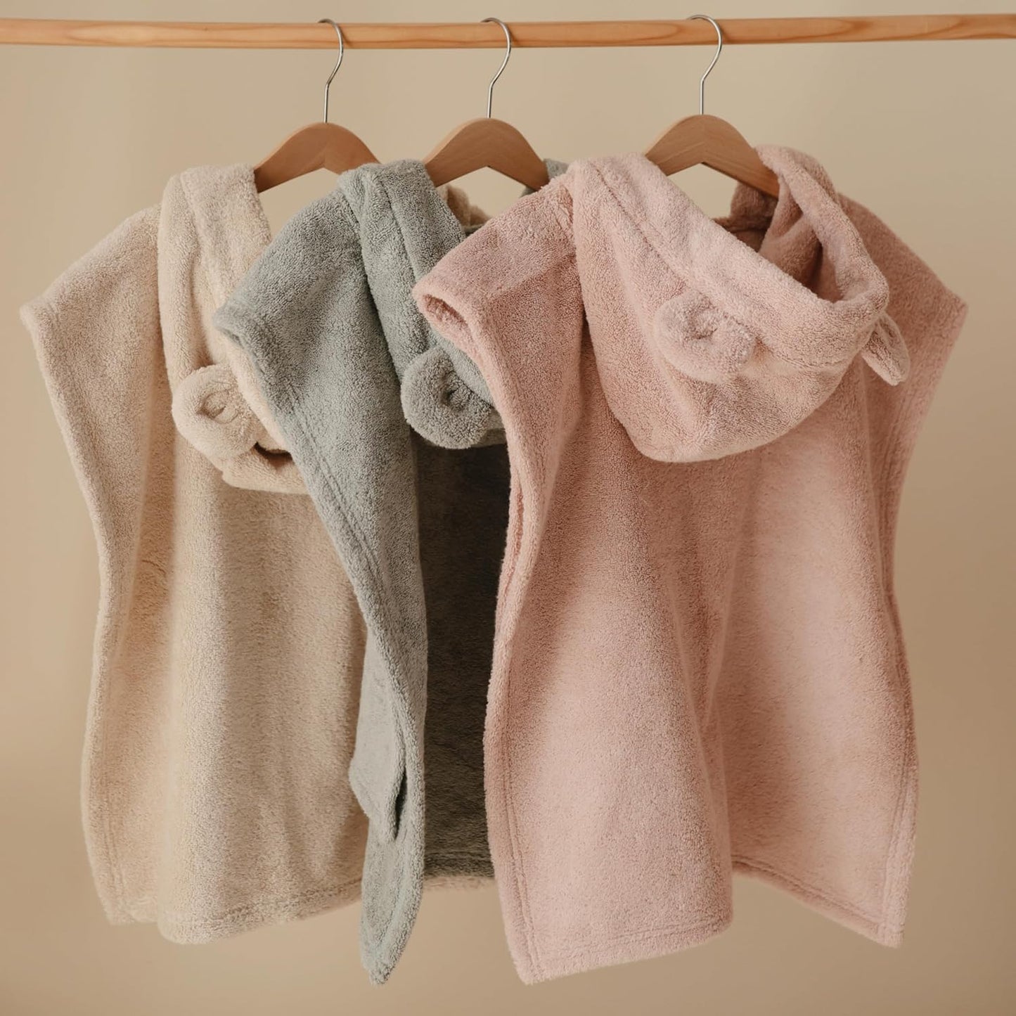 mushie Poncho Towel for Toddlers and Kids (Blush) | Organic Terry Cotton | Ages 1-3 Years