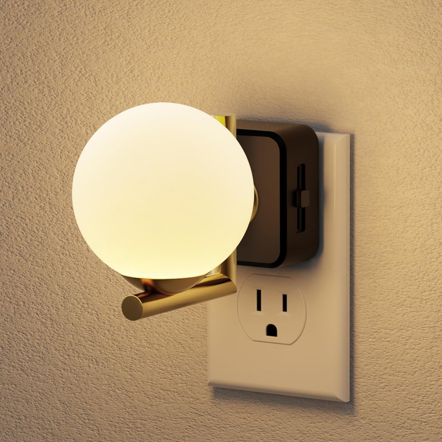 JandCase LED Night Light, 3000K Warm Night Lights Plug into Wall, 0-100LM Dimmable Night Lights with Dusk to Dawn Light Sensor, 180° Rotatable Plug in Nightlights for Bathroom, Bedroom, Hallway