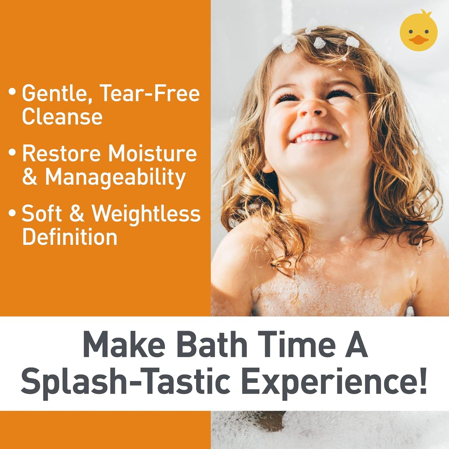 FuzzyDuck Kids Shampoo + Body Wash, Conditioner and Hair Gel Set (8oz each) for All Hair Types, Moisturizer with Aloe, Sea Botanicals & Honey to Reduce Frizz, Increase Moisture & Manageability for Smooth, Silky Hair - Citrus Medley