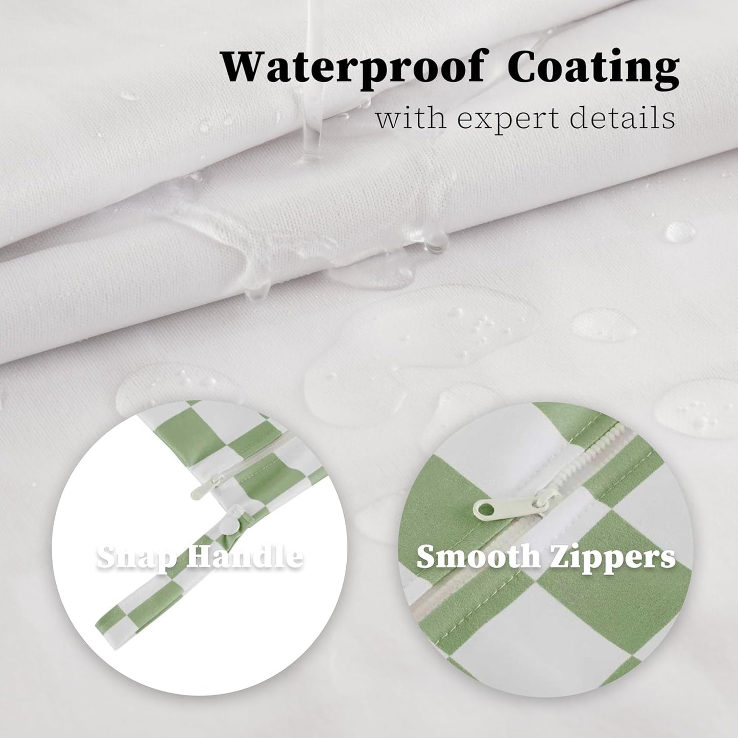 Sage Green Checkered Waterproof Wet Dy Diaper Bag for Baby Essentials, Travel, Swimsuit, Beach Bag Accessories, Aesthetic Trendy Cute Toddler Baby Cloth Bag Pouch, Pack of 2