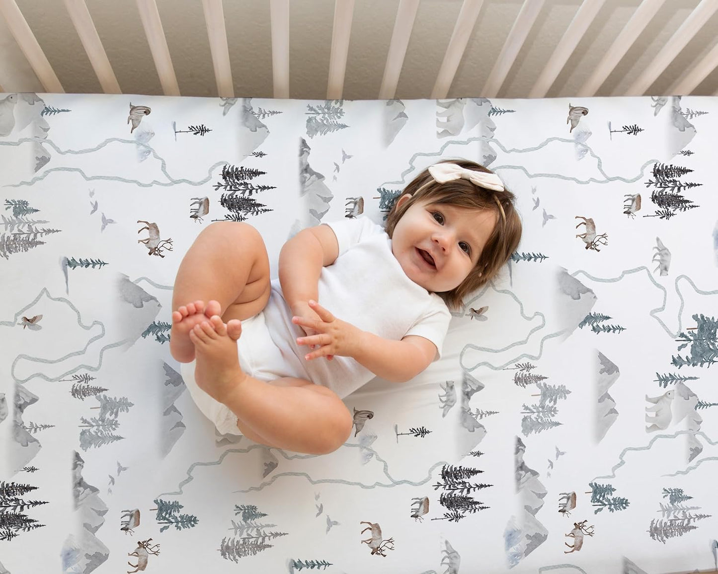 Crib Sheets Neutral - Fitted Baby Crib Sheets Bed for Girl Boy - 2 Pack Standard & Toddler Mattress - Buttery Soft Organic Cotton Blend (Arctic Journey)