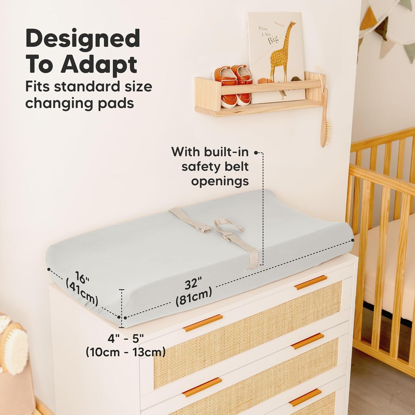 2-Pack Baby Changing Pad Cover for Girl, Boy - 32x16 Soft Viscose Derived from Bamboo Baby Diaper Changing Table Pad Cover Sheets, Neutral, Snug Fit Nursery Diaper Change Sheets (French Gray)