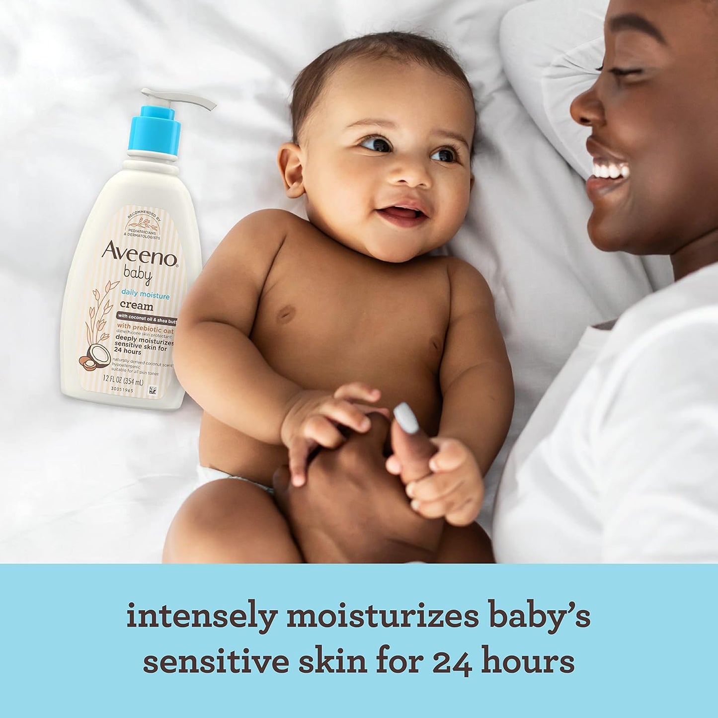 Aveeno Baby Daily Moisture Body Lotion for Sensitive Skin, Hypoallergenic Moisturizing Baby Lotion with Nourishing Oat to Deeply Moisturize Baby's Skin, Fragrance-Free, 18 fl. oz, 2 Pack