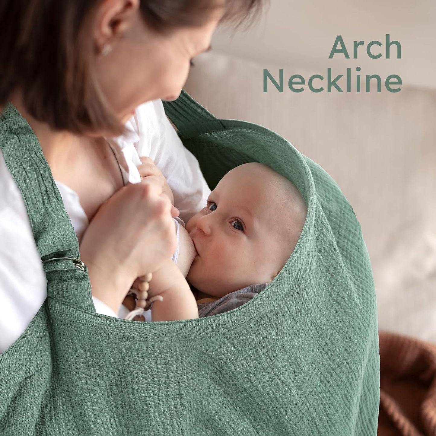 Yoofoss 2 Pack Muslin Nursing Cover for Breastfeeding, 100% Cotton Breastfeeding Cover with Arch Neckline, Soft Breathable Privacy Nursing Covers for Women, Multi-use Breastfeeding Essentials