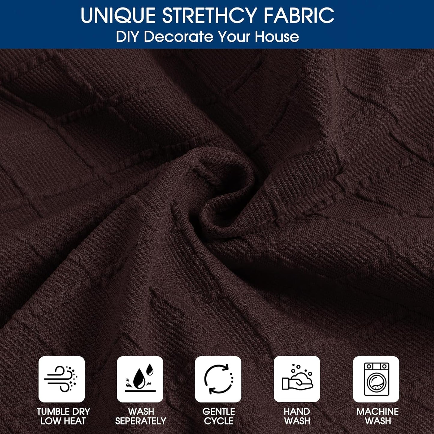 Yikko Chair Seat Covers, High-Density Check Jacquard Ekedalen Seat Covers for Dining Kitchen Restaurant Banquet, Stretch Removable Washable Chair Seat Cushion Protector (6, Reddish Brown)