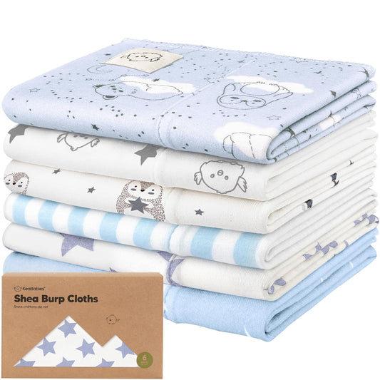 Organic Burp Cloths Baby Boy, Girl - 6-Pack Large Cotton Burping Cloths for Babies, Spit Up Rags, Super Absorbent, Ultra Soft Newborn Rag, Gender Neutral, Machine Washable, Durable(Constellation)