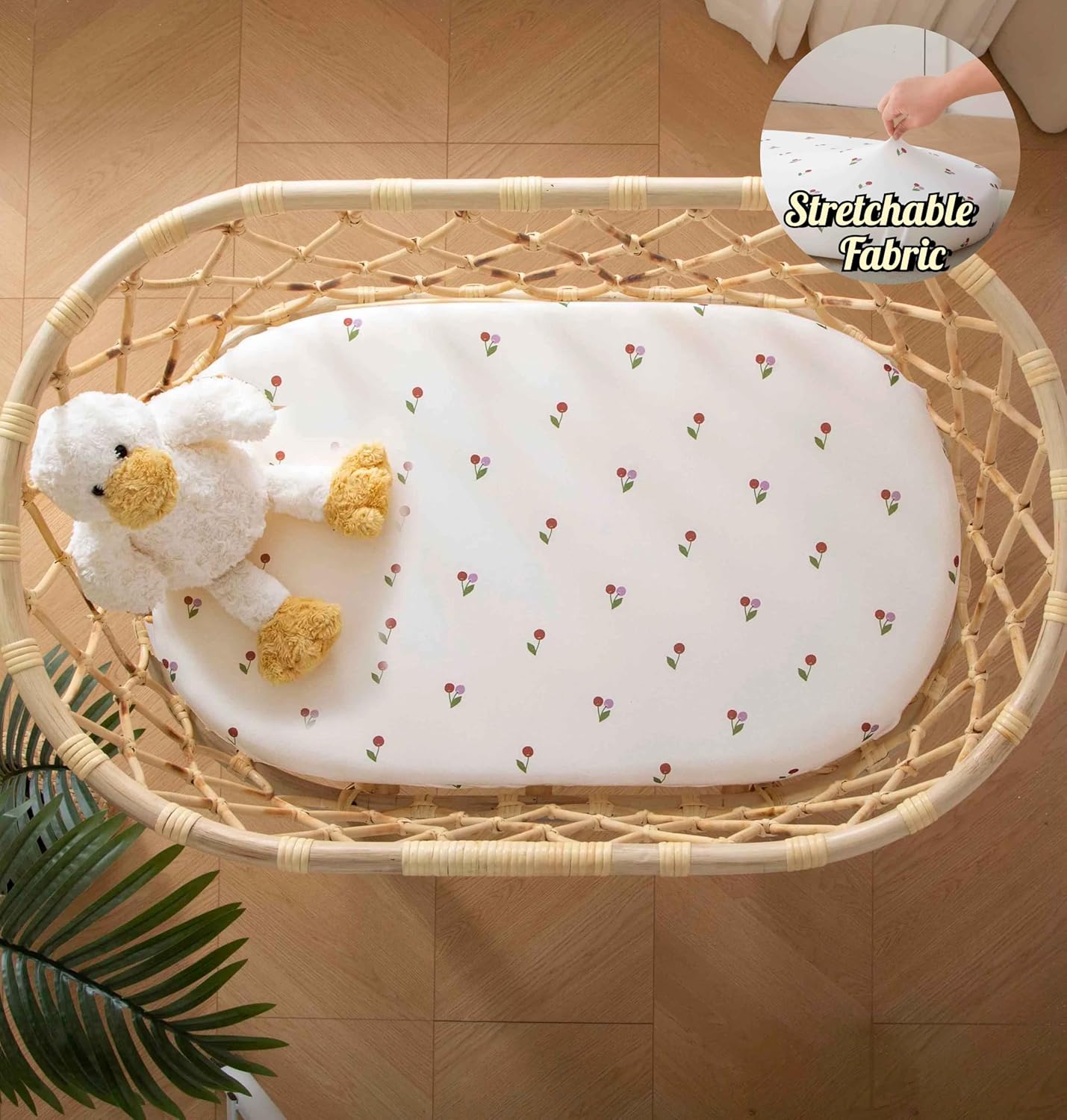 SDY Cherry Bassinet Sheets,2pk Czoy Bassinet Fitted Sheets for Baby Boys Girls,Soft Breathable Stretchy Baby Sheet Set 32 * 16 * 4 inches for Hourglass Oval and Rectangle Mattress (Cute Cherry)