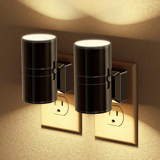 JandCase Night Light, LED Night Lights Plug into Wall, 2 Pack Automatic Nightlight with Light Sensor, 3000K Soft White 0-100LM Dimmable Modern Nightlight for Kids Bedroom Hallway