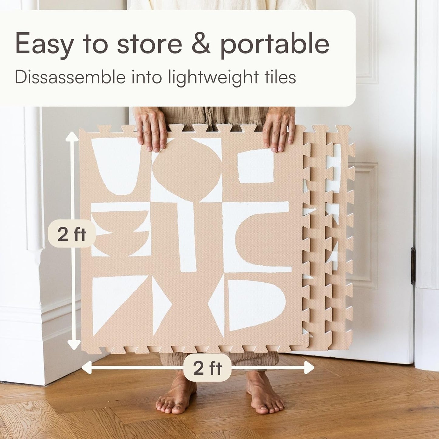 Lillefolk Baby Play Mat for Floor – 6x6ft Terracotta | Soft Non Toxic Premium EVA Foam Tiles for Tummy Time, Crawling & Playroom – Waterproof Interlocking Floor Mat for Babies & Toddlers (9 Tiles)