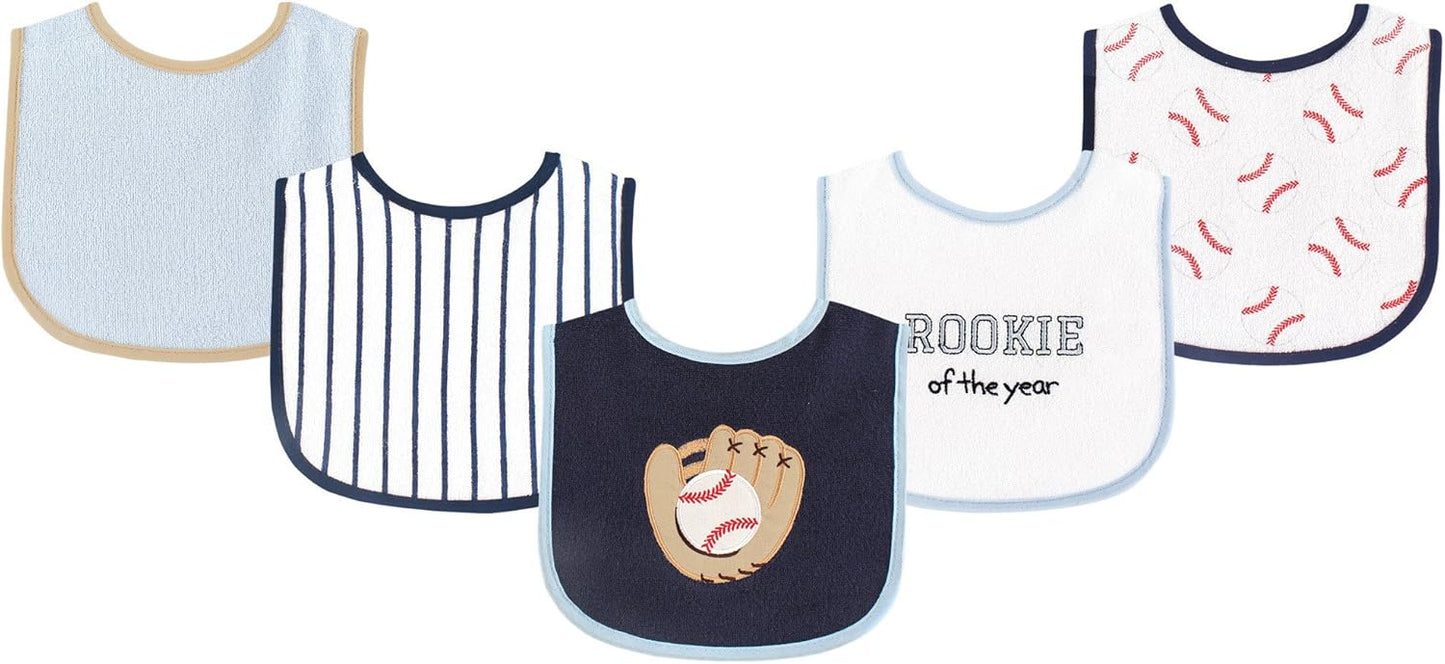 Luvable Friends Baby Cotton Terry Drooler Bibs with PEVA Back, Transportation, One Size