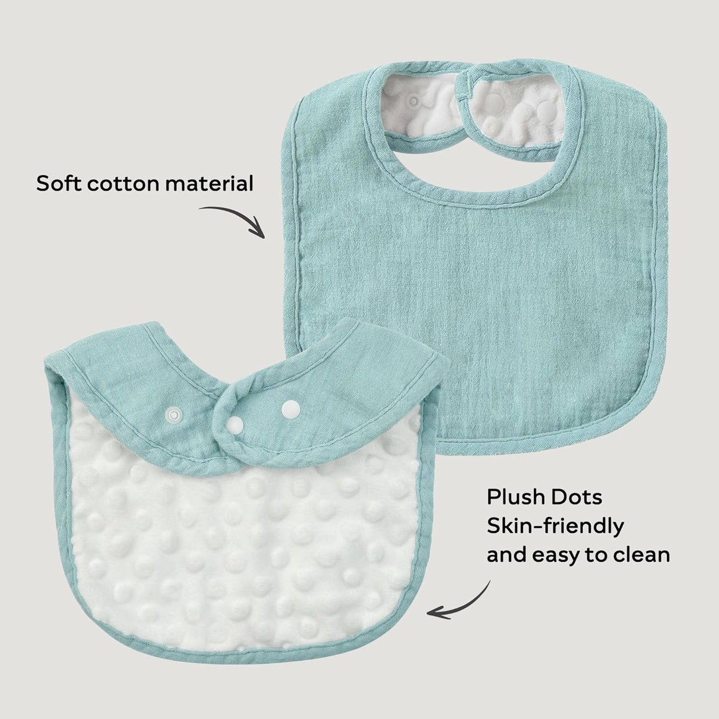 JELLYMONI Muslin Baby Bibs 8 Pack Baby Bandana Drool Bibs for Unisex Boys Girls, 100% Cotton Solid Colors Soft Square Teething Bibs for Newborn