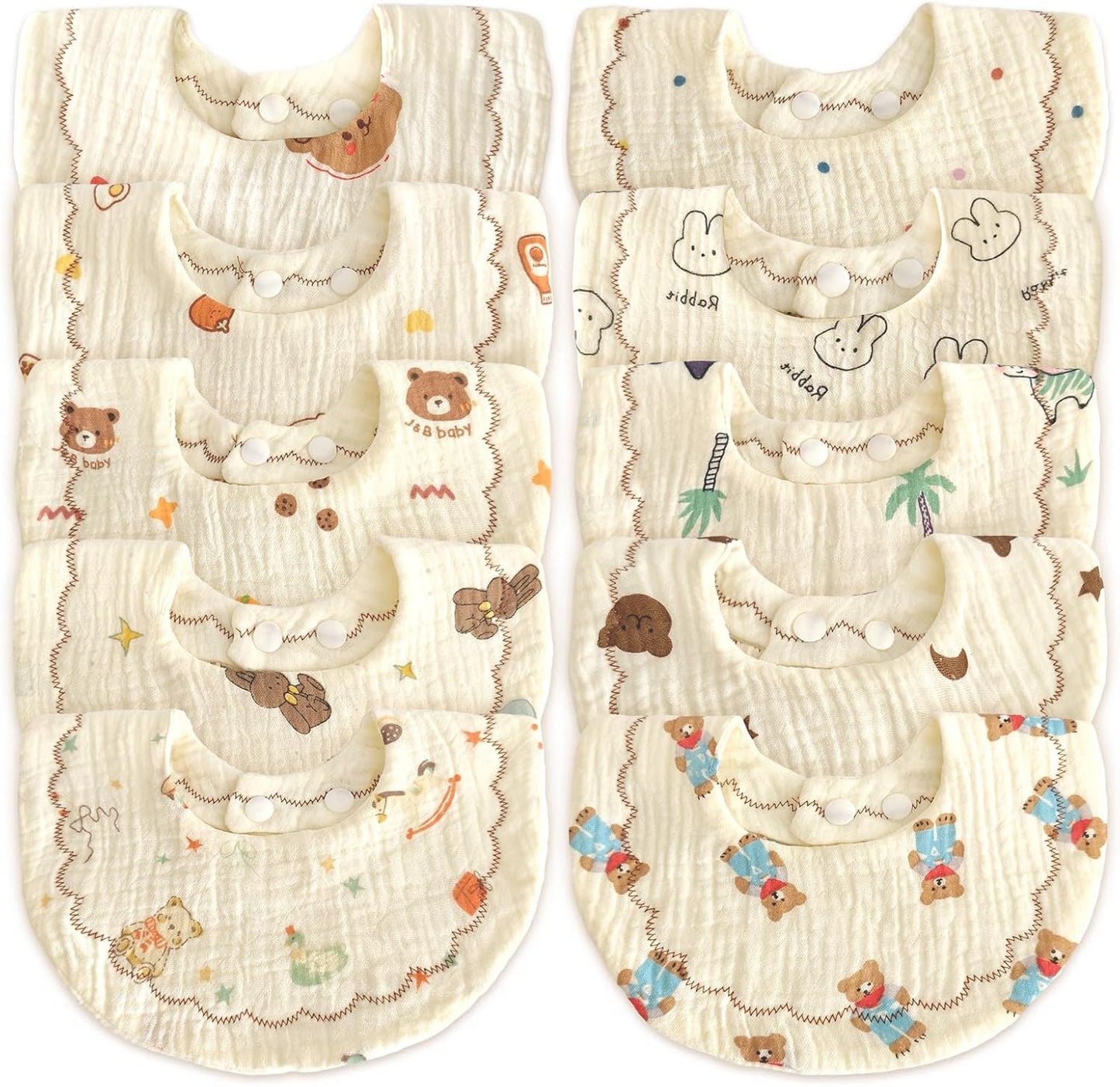 Baby Bibs Muslin Bibs for Baby Girl Boy for Drooling and Teething 10 Pack