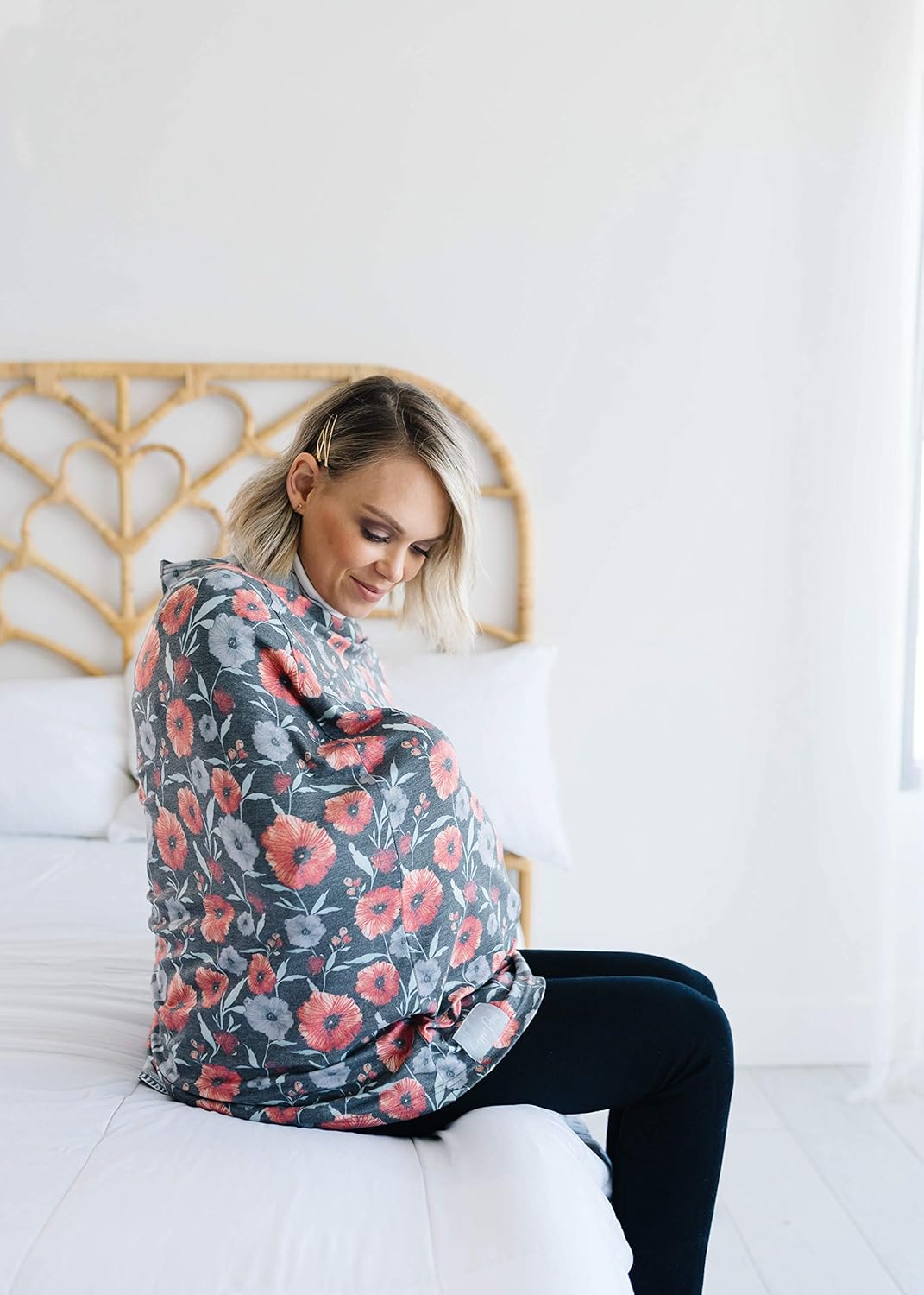 Baby Car Seat Cover Canopy and Nursing Cover Multi-Use Stretchy 5 in 1 Gift Poppy by Copper Pearl