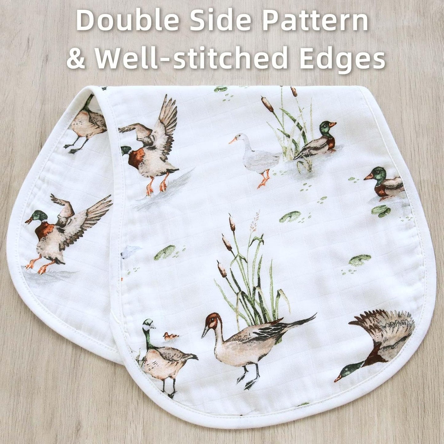 LifeTree Muslin Baby Burp Cloths - 2 Pack 70% Viscose from Bamboo and 30% Cotton Large 22'' by 10'' Absorbent Milk Spit Up Rags - Burping Cloths for Newborn, Girls Boys, MallardDuck & Olive