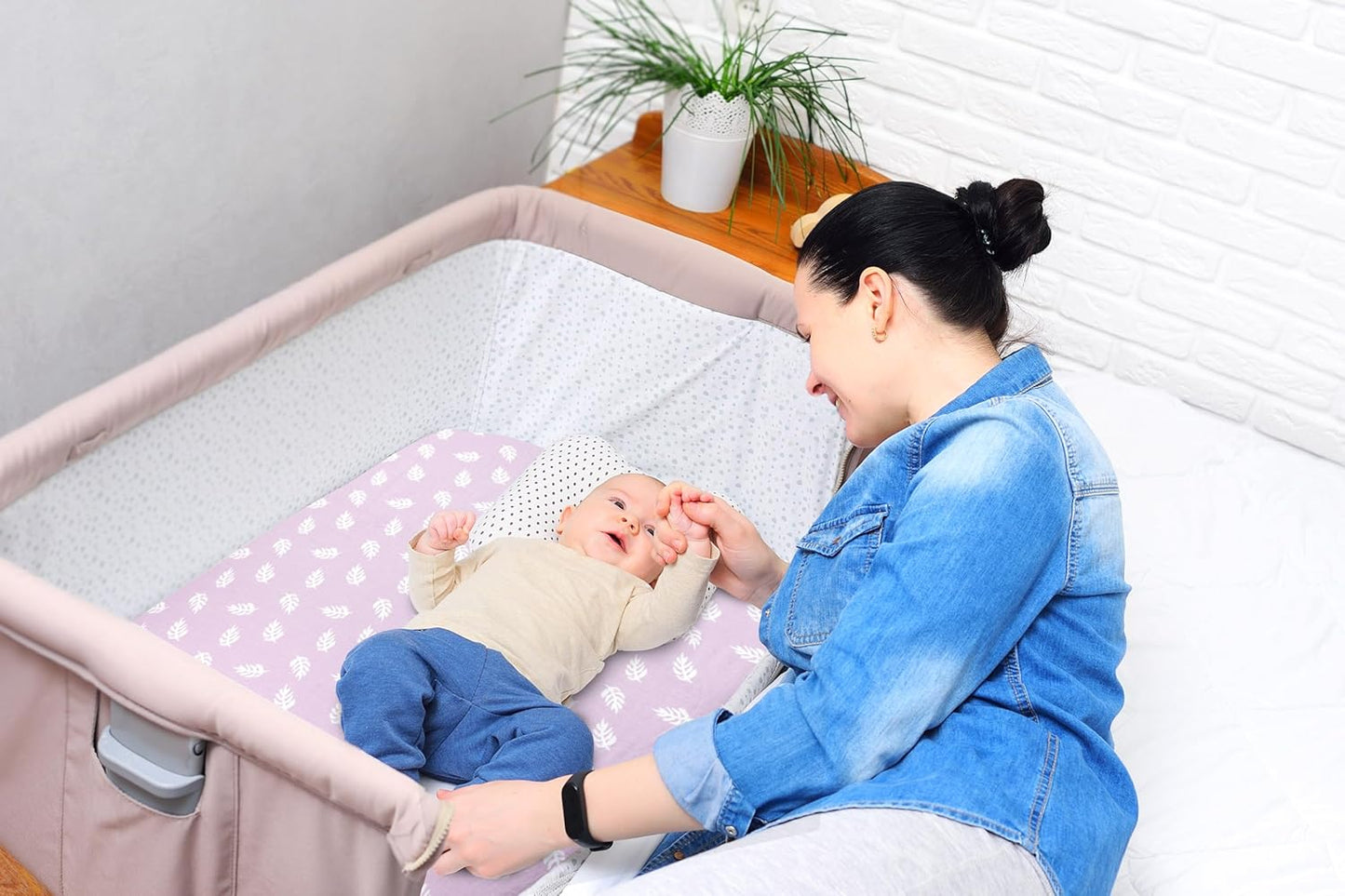 Bublo Baby 100% Organic Cotton 3 Pack and Play Sheets Fitted 38x24 – Soft Breathable Mini Crib Mattress Sheets for Baby, Portable Crib Sheets for Playpen or Travel Crib