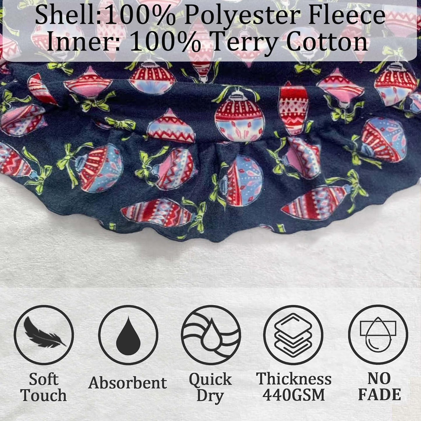 VOOVA & MOVAS Hooded Towel Poncho for Baby with Ruffle Trim | Soft 100% Cotton | Absorbent Thick Towel for Bath, Swim, Beach & Winter | Cozy, Christmas Lamp