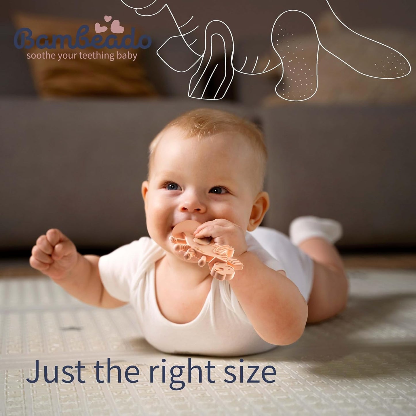 Bambeado Baby Teether Toy: Dibly - The Dino Baby Teething Toys BPA-Free Teethers Inspired by Nature with Natural Rubber Pacifier