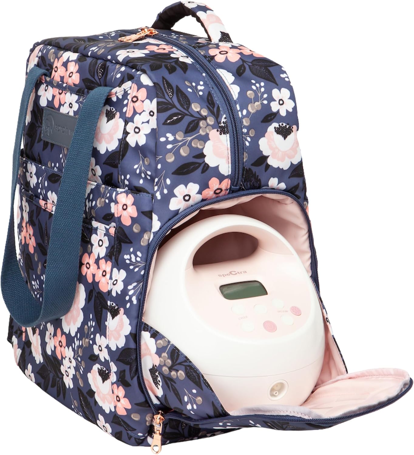 Sarah Wells Kelly Breast Pump Backpack & Tote - Insulated Pocket, Laptop Sleeve & Easy-Clean Design, Fits All Pumps, Diaper Bag for Moms (Le Floral)