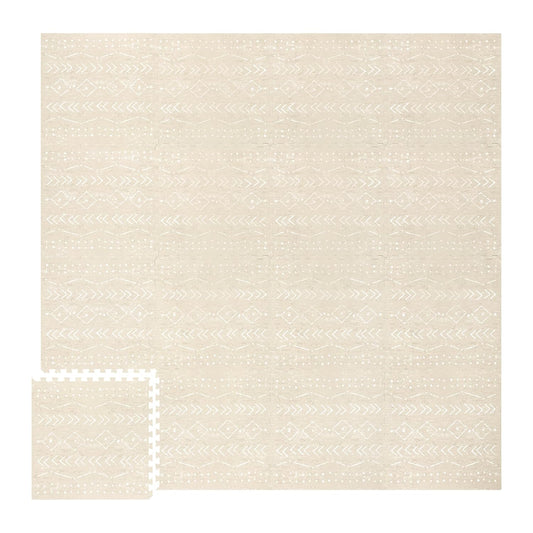 Lillefolk Baby Play Mat for Floor – 8x8ft Beige | Soft Non Toxic Premium EVA Foam Tiles for Tummy Time, Crawling & Playroom – Waterproof for Hard Floors Mat for Babies & Toddlers (16 Tiles)