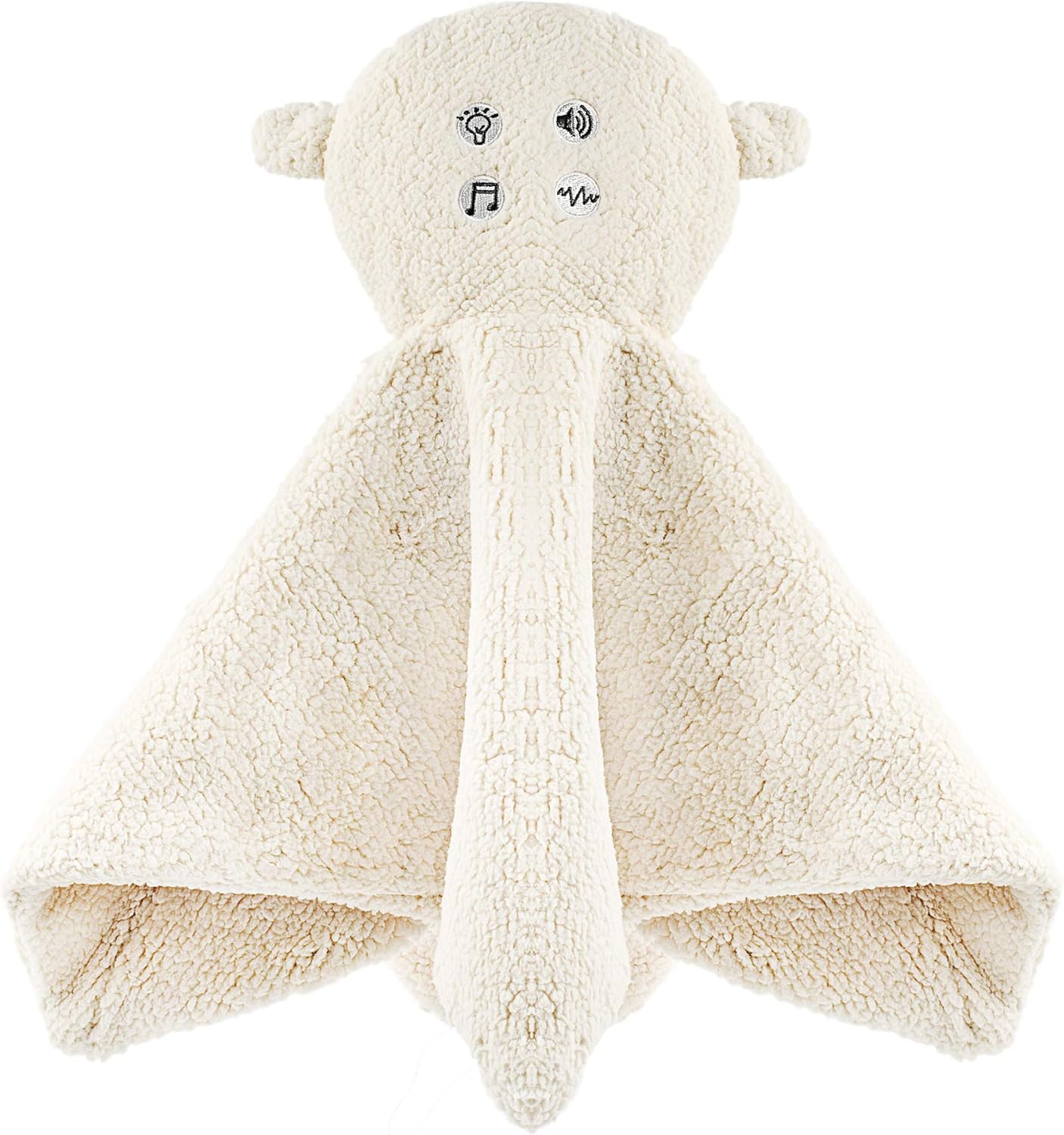 Wavhello LoveBub Sound & Light Baby Security Blanket Lovey, Plush Lullaby Music Player, White Noise Soother & Soft Night Light, Machine Washable - Lou The Lamb (White Minky, 18")