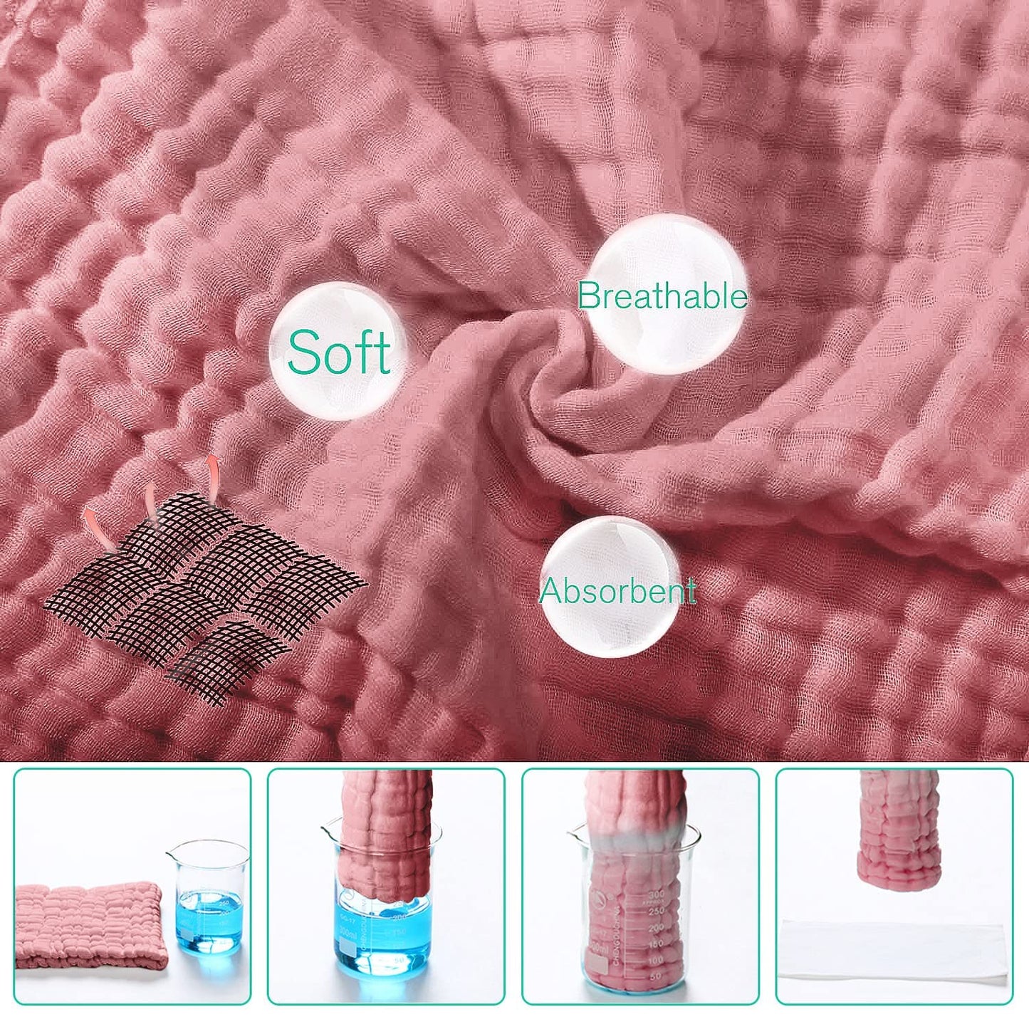 Yoofoss Muslin Burp Cloths for Baby 10 Pack 100% Cotton Baby Washcloths for Boys Girls Large 20''X10'' Super Soft and Absorbent Bean Paste